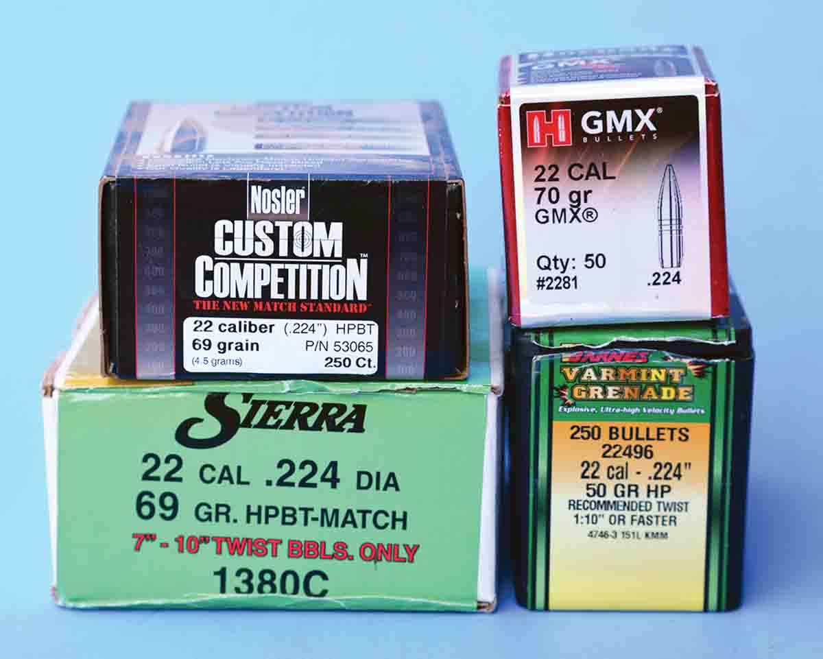 When seeking to properly stabilize 69-grain match bullets from Nosler and Sierra, the Hornady 70-grain GMX and even the lighter Barnes 50-grain HP Varmint Grenade, the rifling twist rate should be at least 1:10 or faster.